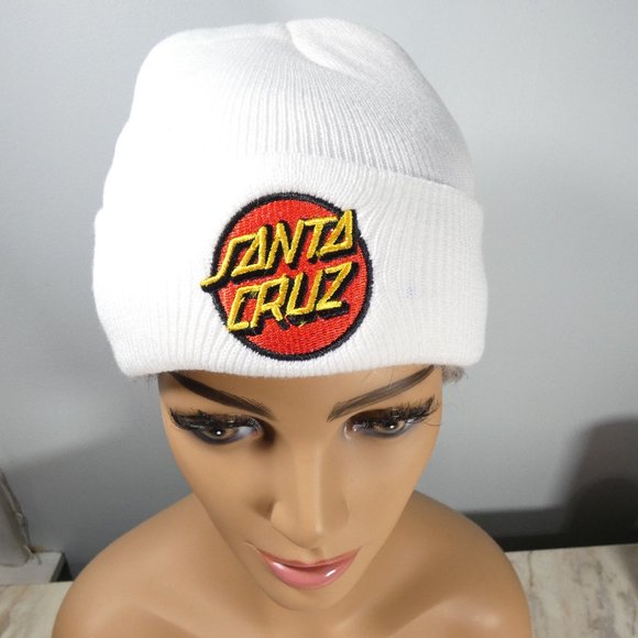 White knit beanie cap with Santa Cruz logo - Picture 6 of 8